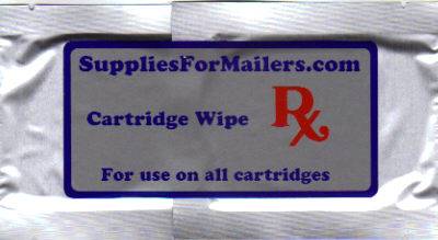 خرطوشة المسحة RX خرطوشة التنظيف مسح Use the Cartridge Wipe RX from Supplies For Mailers to clean and reconstitute the ink in the nozzles